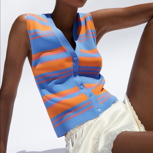 ZARA BNWT Striped Knit Vest - Picture 3 of 7